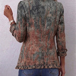 Vintage Gradient Textured Print Ruffle Jacket, photo 2