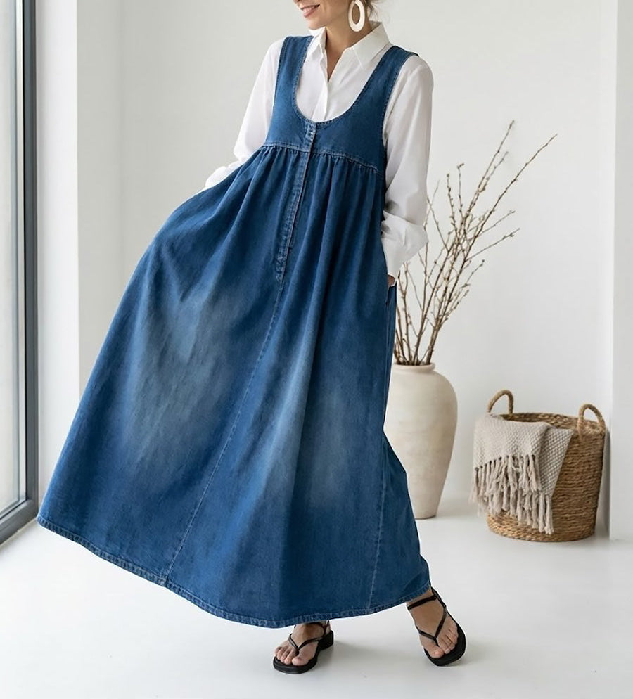 Women's Vintage Denim Maxi Dress, photo 6