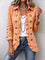 Women's Gingham Ruffled Button-Down Jacket in Orange