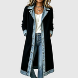 Women's Long Knit and Denim Jacket in Black