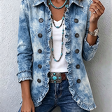 Boho Gradient Botanical Ruffle Jacket in Blue