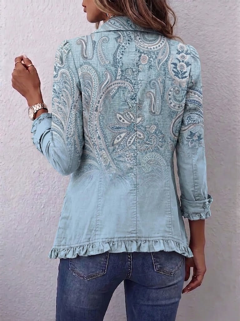 Estrella Vintage Paisley Print Ruffled Jacket, photo 2