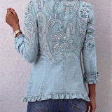 Estrella Vintage Paisley Print Ruffled Jacket, photo 2
