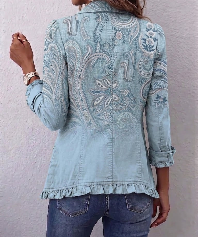 Estrella Vintage Paisley Print Ruffled Jacket, photo 2