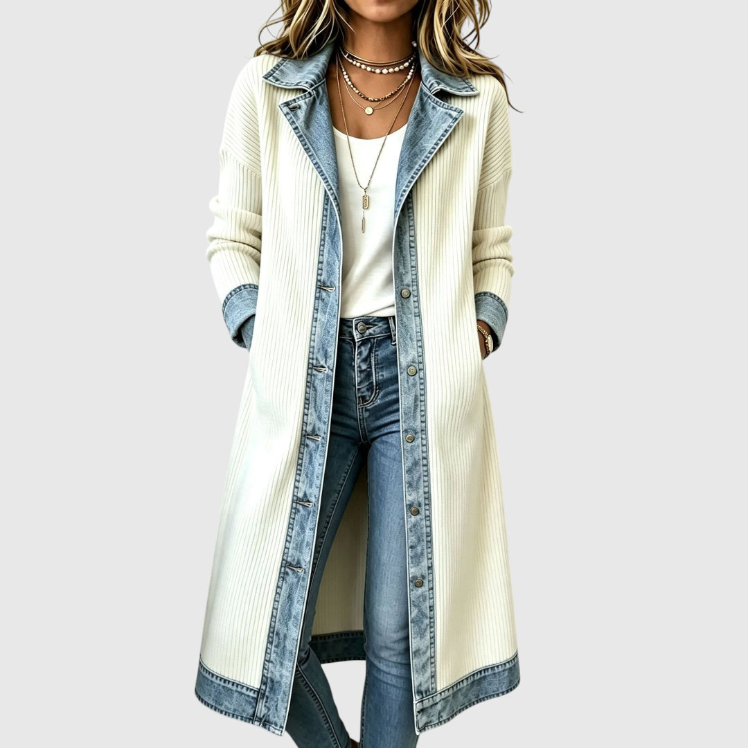 Women's Long Knit and Denim Jacket, photo 2