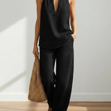 Women's Two-Piece Denim Set in Black