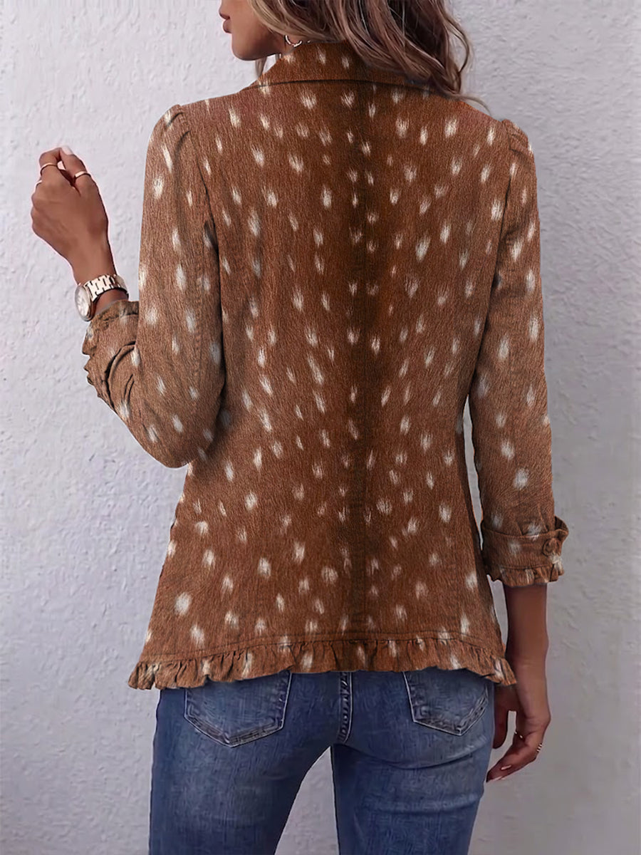 Women's Bohemian Animal-Print Ruffled Jacket, photo 2