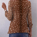 Women's Bohemian Animal-Print Ruffled Jacket, photo 2