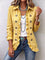 Women's Gingham Ruffled Button-Down Jacket in Yellow