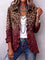 Elspeth Leopard Ombre Ruffle Blazer Jacket in Wine