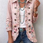 Women's Floral Ruffle Button-Front Jacket in Pink