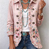 Women's Floral Ruffle Button-Front Jacket in Pink