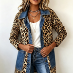 Women's Long Leopard and Denim Jacket, photo 3