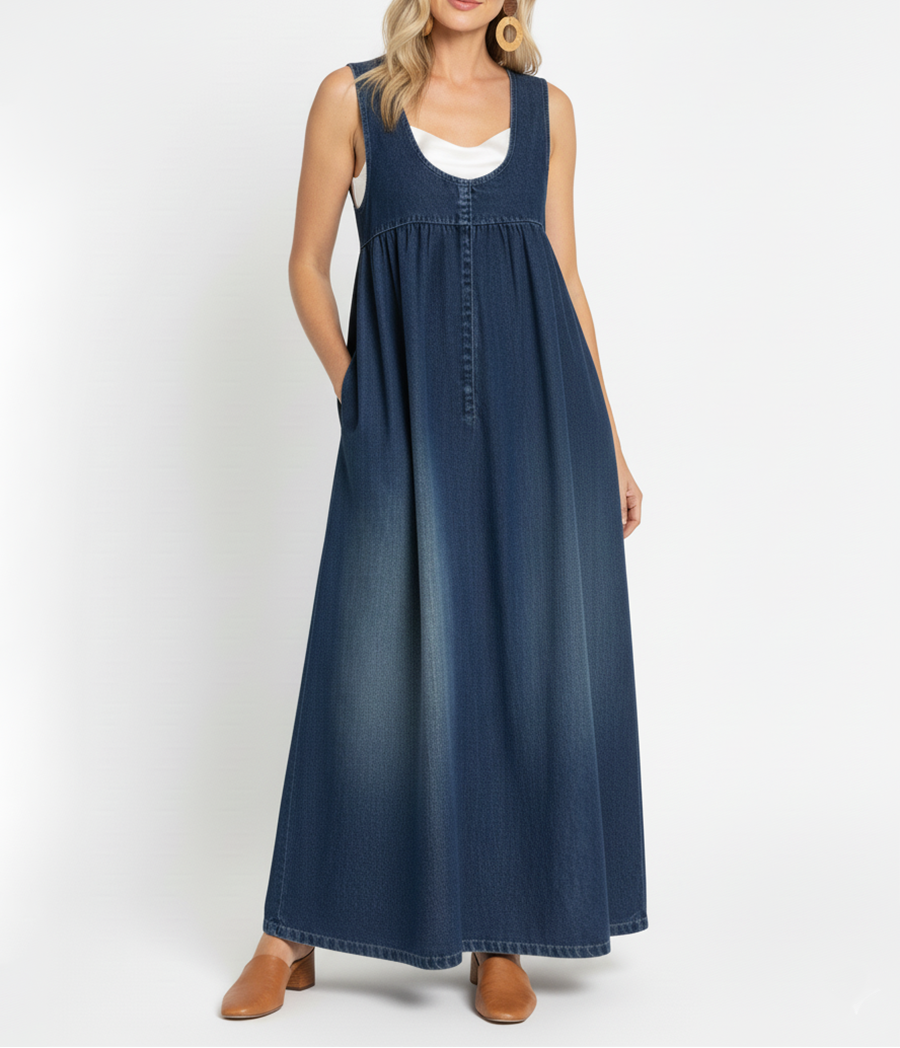 Women's Vintage Denim Maxi Dress, photo 2