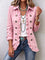 Women's Gingham Ruffled Button-Down Jacket in Pink