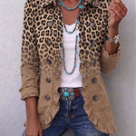 Vintage Leopard Gradient Ruffle Jacket in Leopard Tan