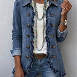 Women's Ruffled Jacket in Medium Blue