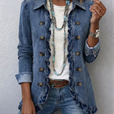 Women's Ruffled Jacket in Medium Blue