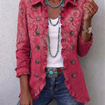 Anouk Vintage Paisley Print Ruffled Jacket in Rose Pink