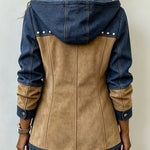 Women's Navy and Camel Hooded Jacket, photo 2
