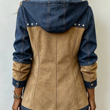 Women's Navy and Camel Hooded Jacket, photo 2