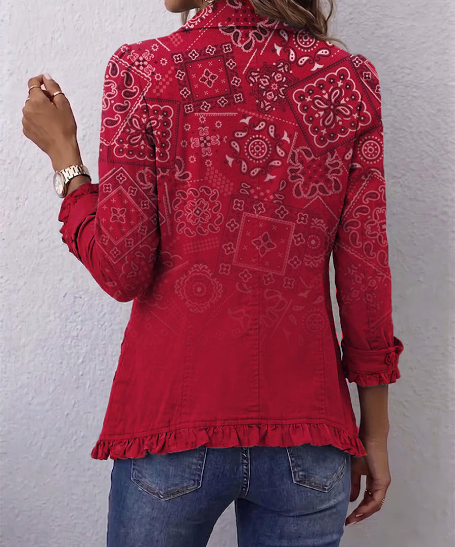 Bohemian Paisley Ombre Print Ruffled Jacket, photo 2