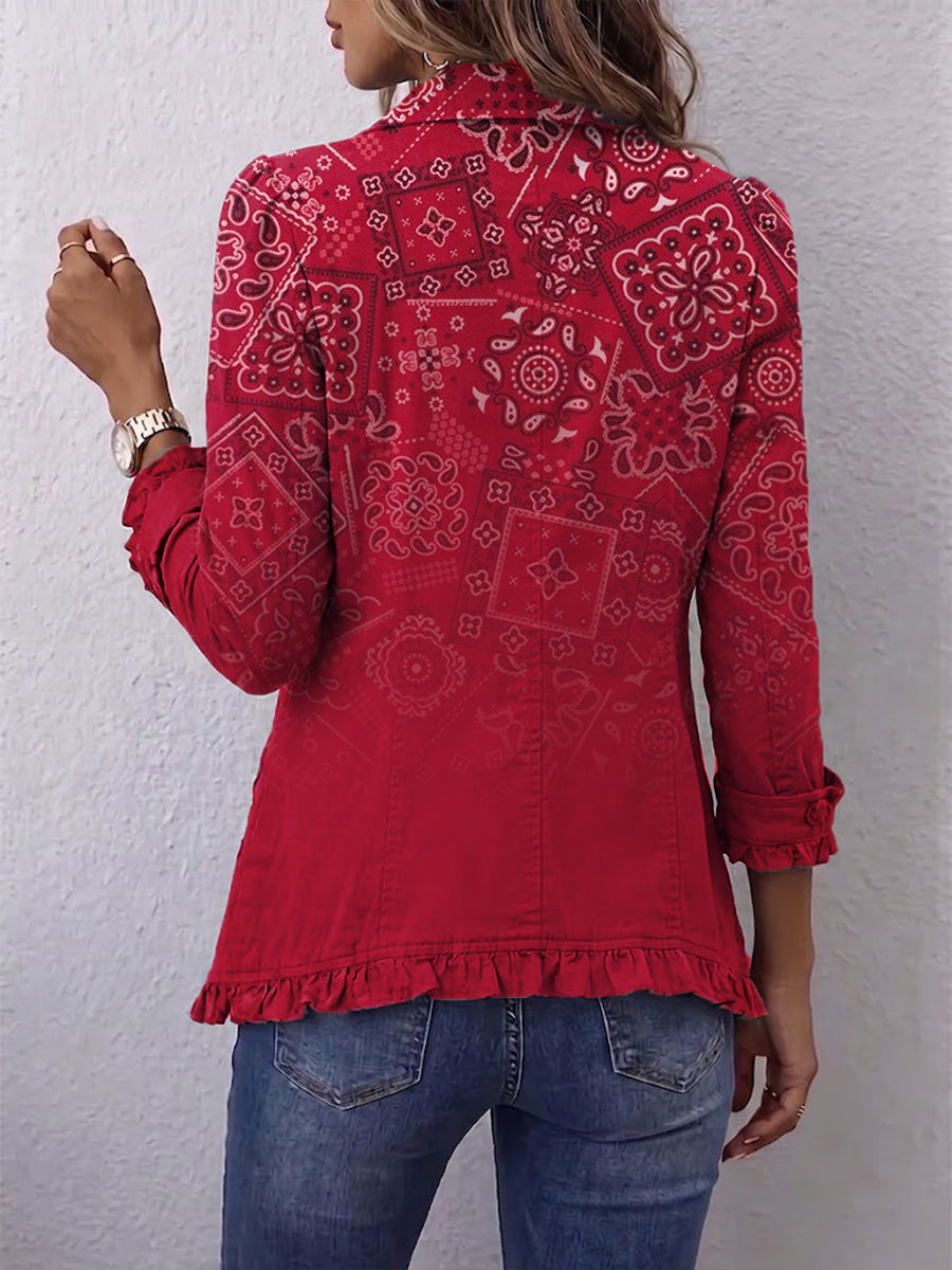Bohemian Paisley Ombre Print Ruffled Jacket, photo 2
