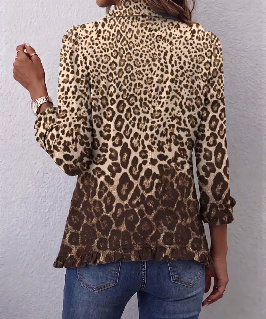 Women's Leopard Print Ruffled Jacket, photo 2