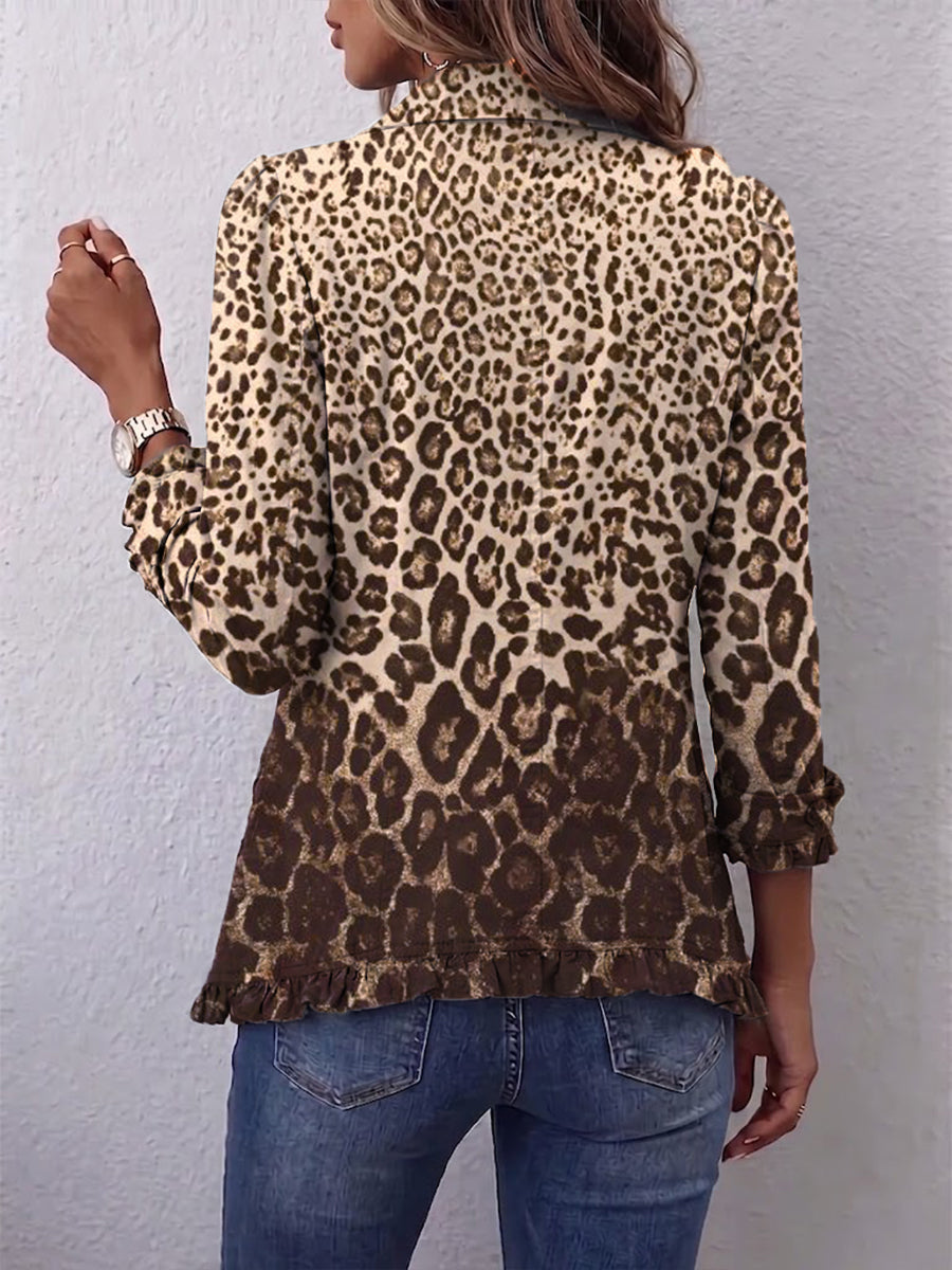 Women's Leopard Print Ruffled Jacket, photo 2