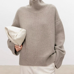 Anneliese Cable-Knit Turtleneck Sweater in Camel