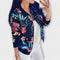 Women's Floral Bomber Jacket in Blue
