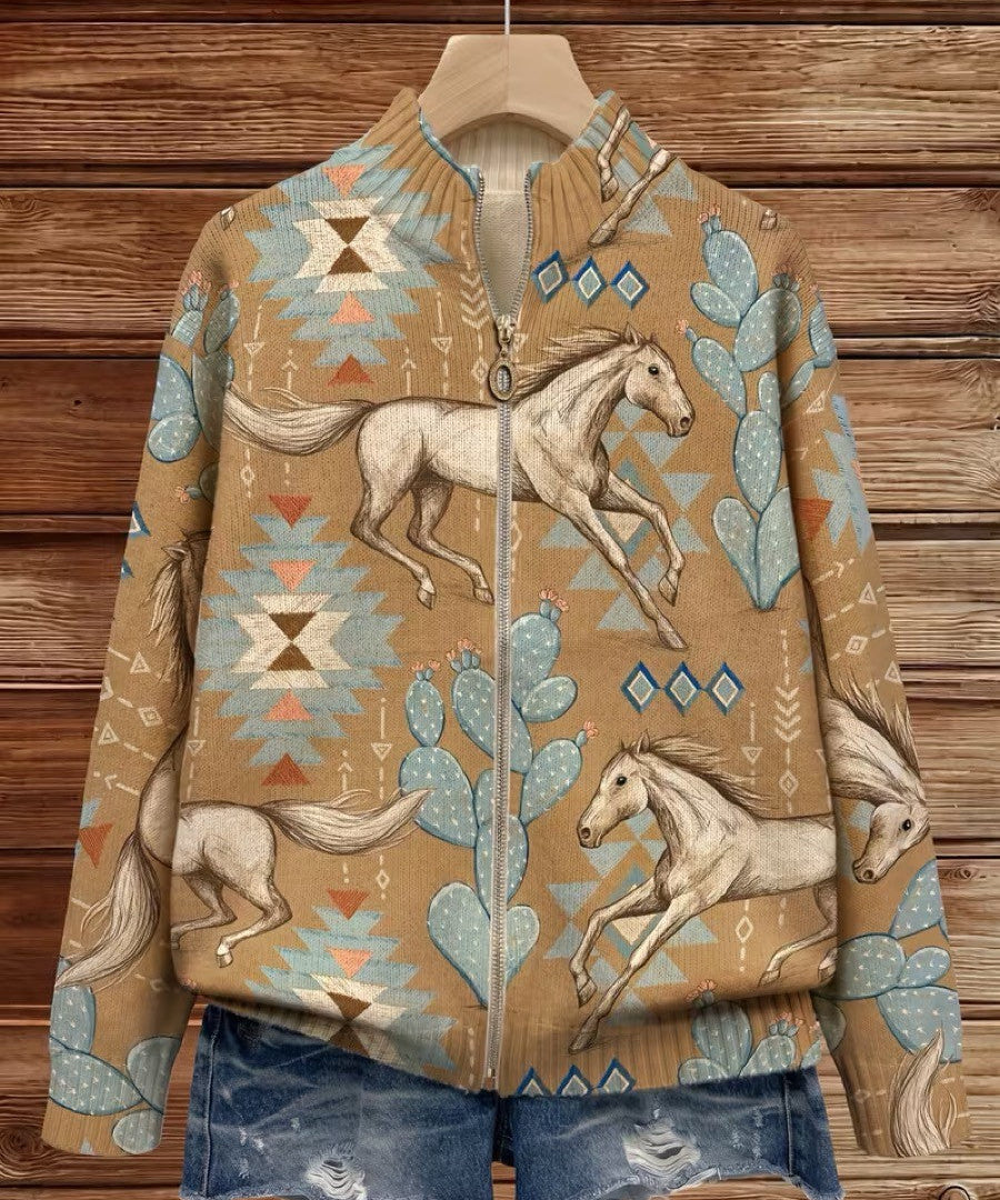 Women's Desert Print Zip Cardigan, photo 2