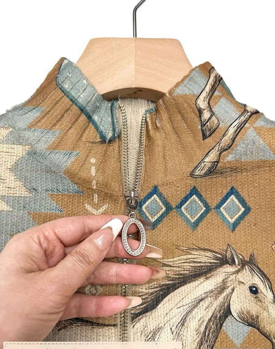 Women's Desert Print Zip Cardigan, photo 3