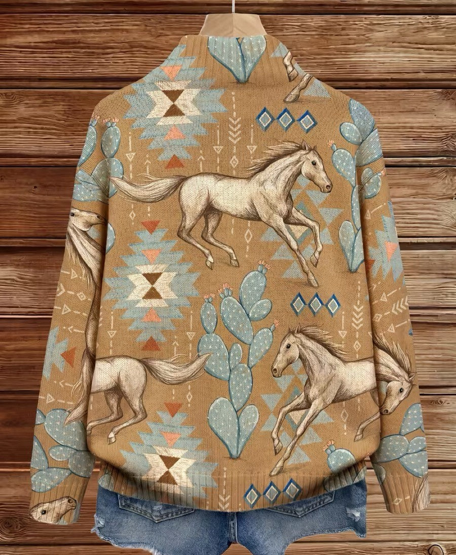 Women's Desert Print Zip Cardigan, photo 5