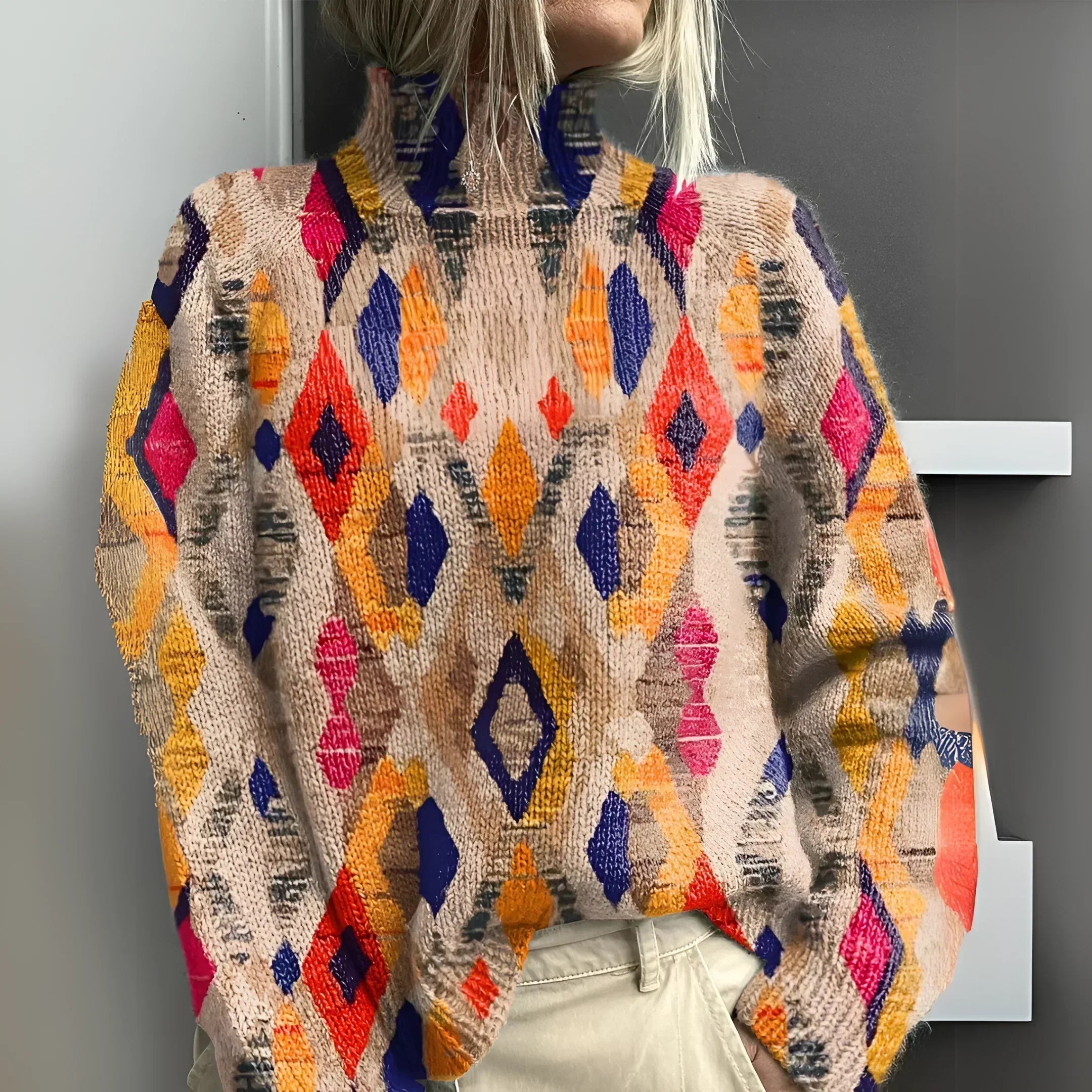 Women's Geometric Pattern Knit Sweater