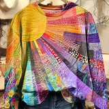 Women's Vibrant Sun-Collage Knit Sweater