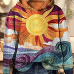 Women's Retro Hoodie Featuring Sunray Design