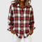 Women's Vintage Plaid Button-Front Blouse in Red