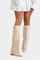 Women's Knee-High Boots with Block Heel in Beige