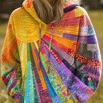 Women's Bohemian Multicolor Patchwork Hoodie