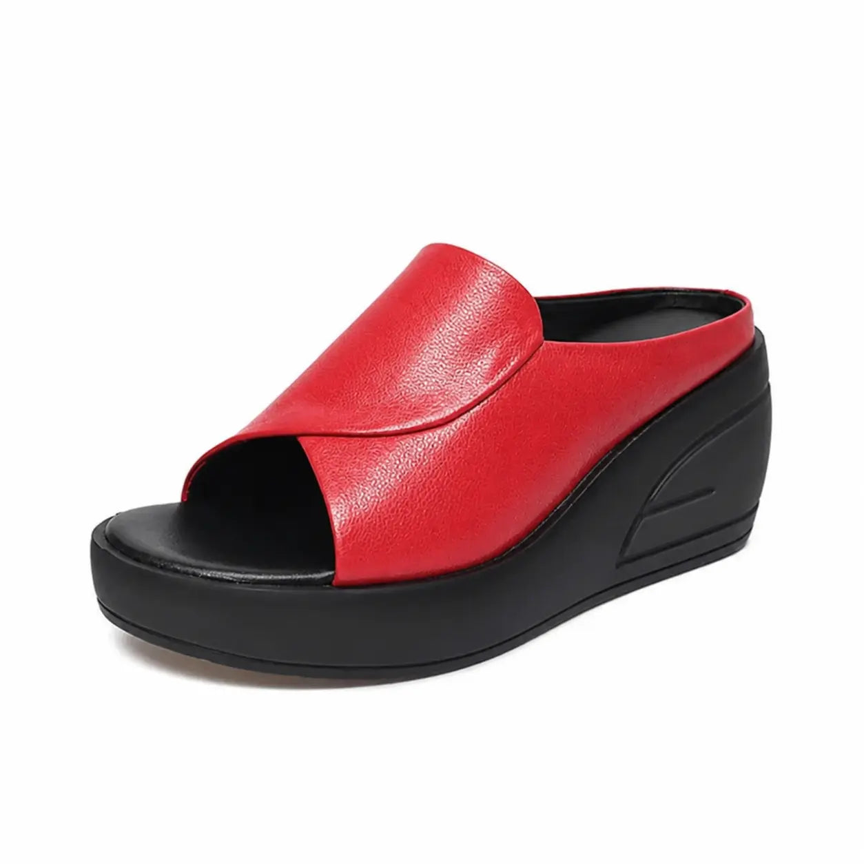 Eliza Comfort Slip-on Wedge Sandals in Red