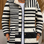 Black and White Striped Quilted Jacket