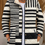 Black and White Striped Quilted Jacket