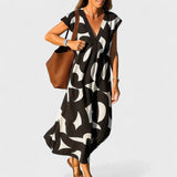 Women's Flowing V-Neck Dress in Black