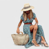 Women's Stylish Boho Maxi Dress in Green