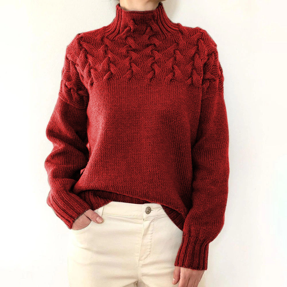 Women's Warm Turtleneck Sweater in Red