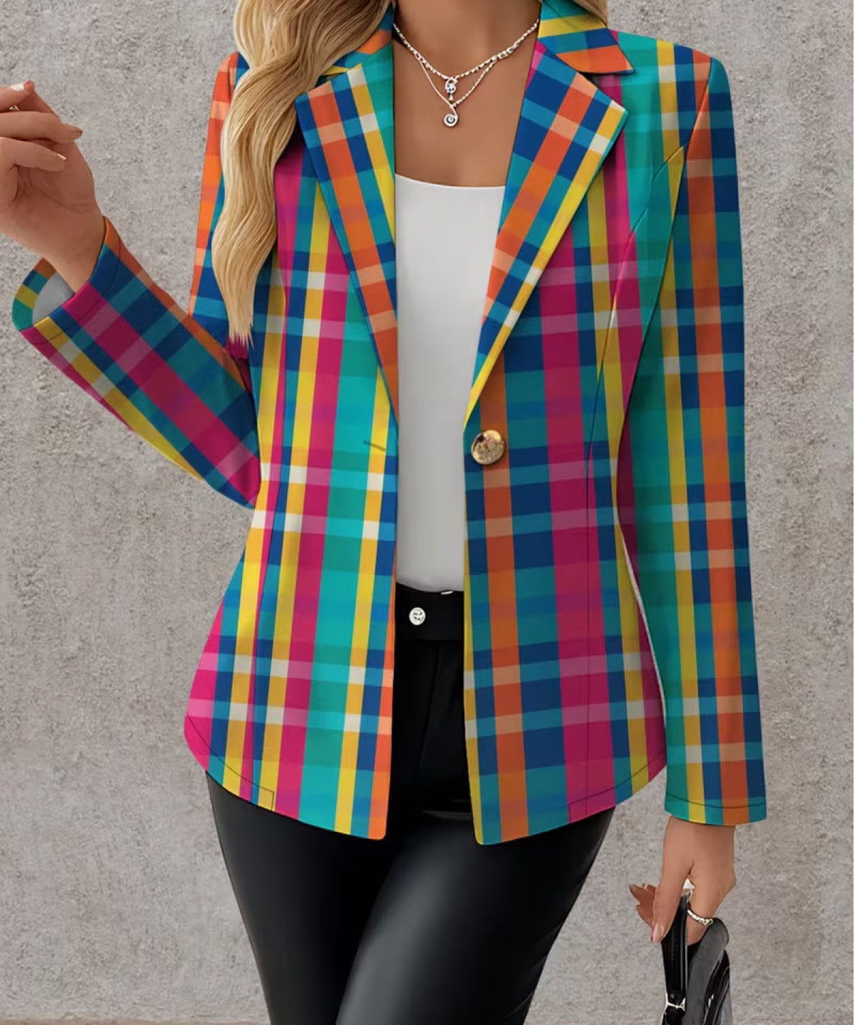 Women's Multicolor Plaid Blazer, photo 2