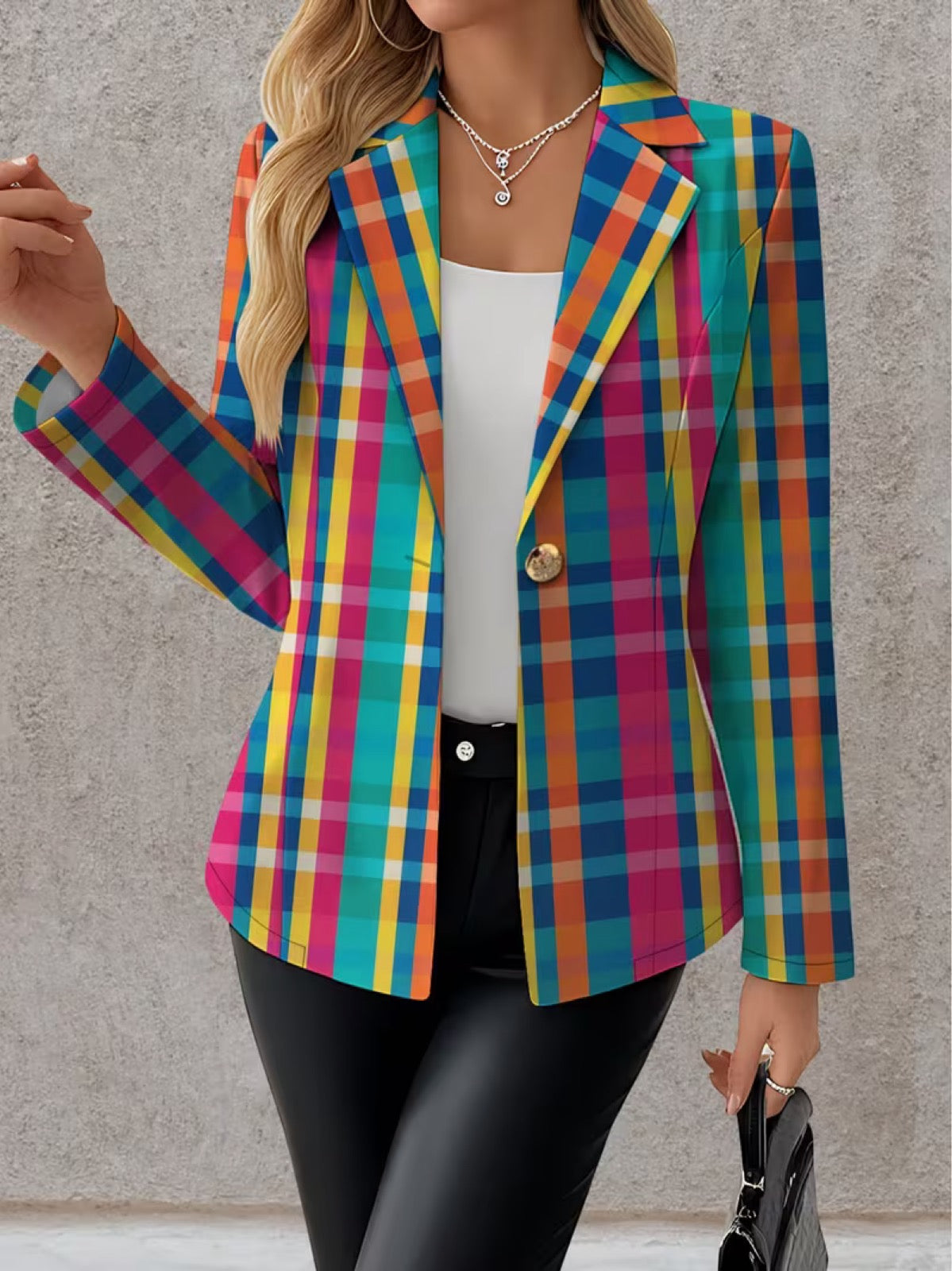 Women's Multicolor Plaid Blazer, photo 2
