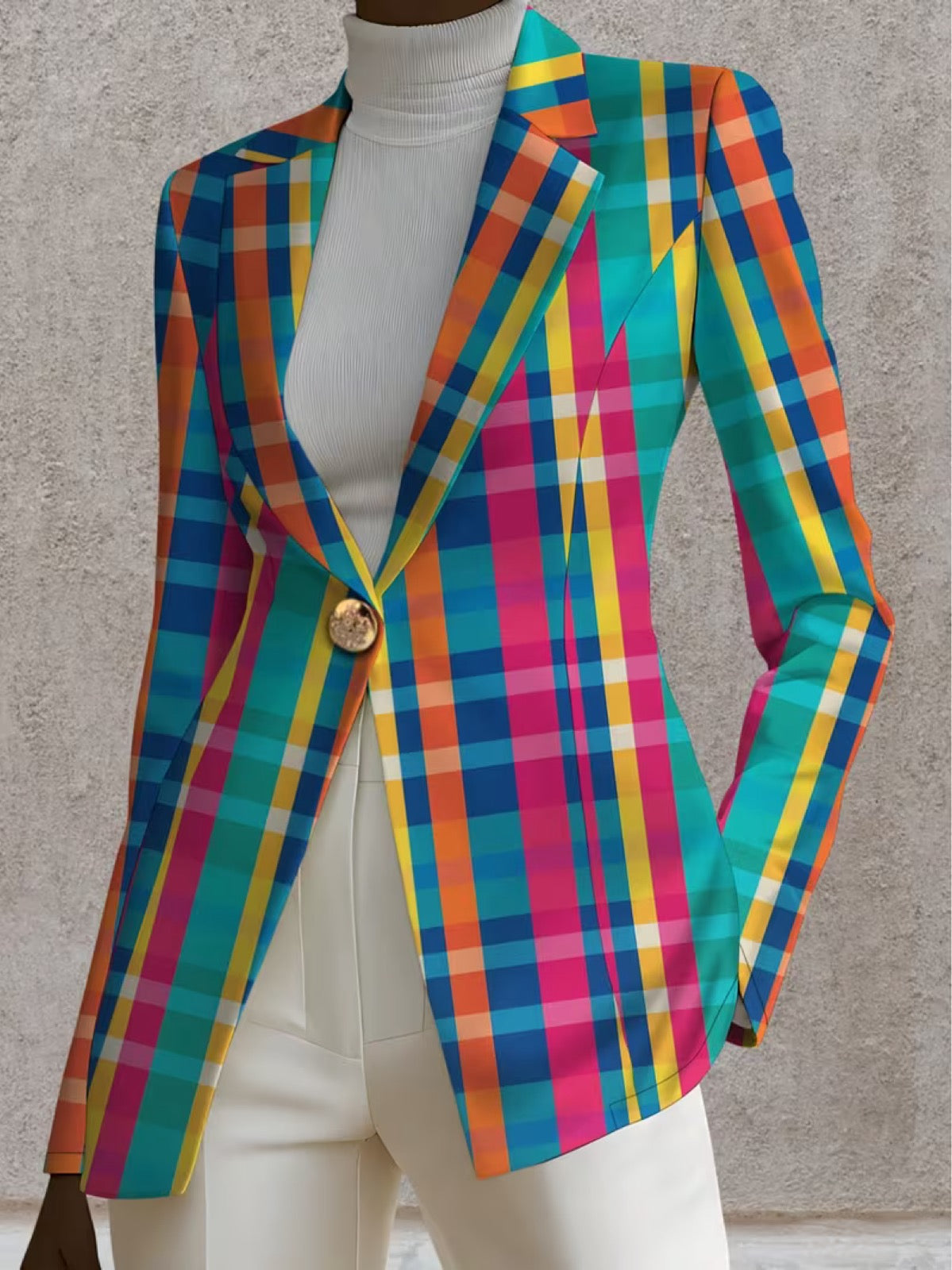 Women's Multicolor Plaid Blazer, photo 3