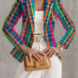 Women's Multicolor Plaid Blazer